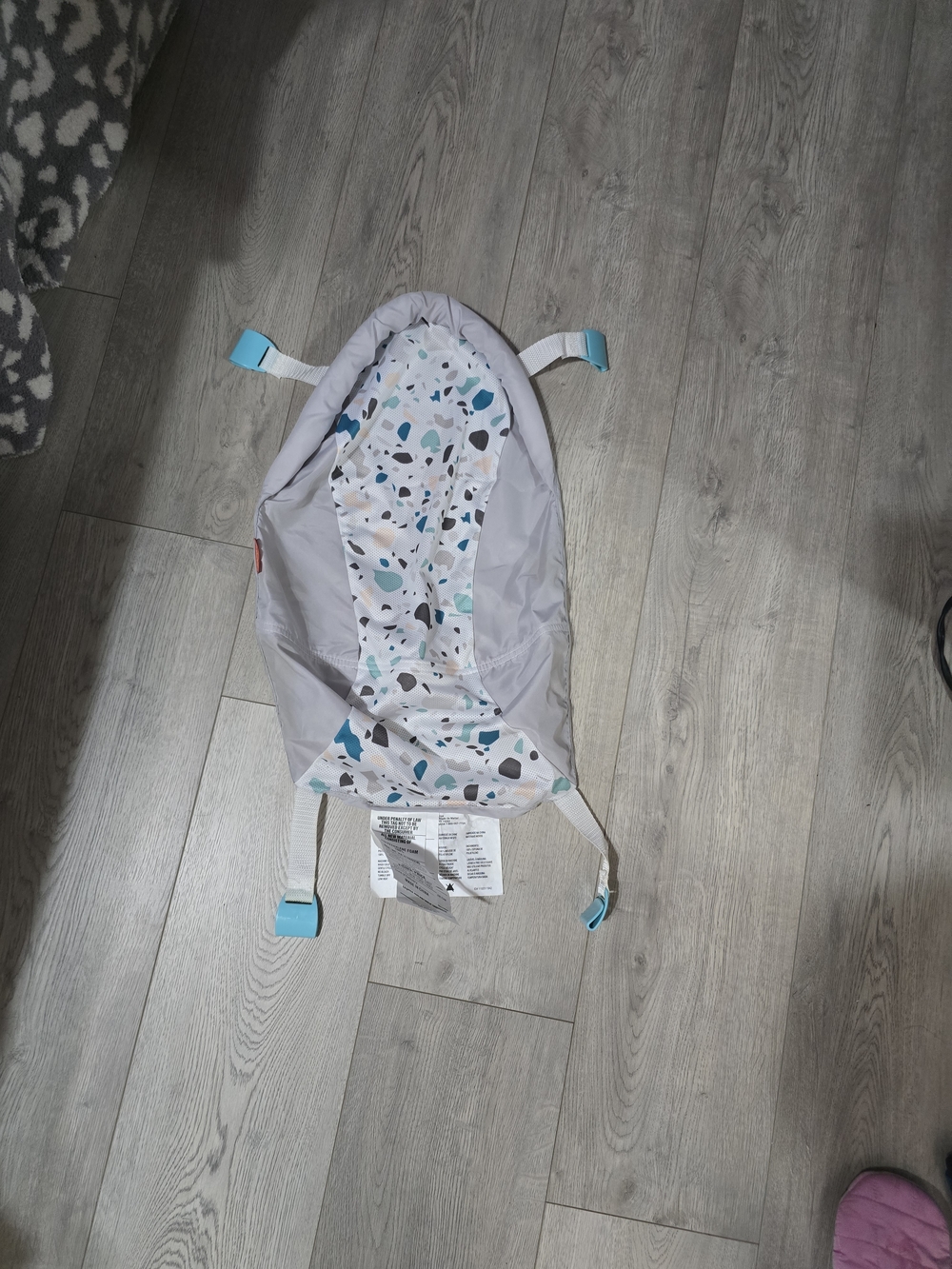 Neutral  Baby Tub with Aqua Accents